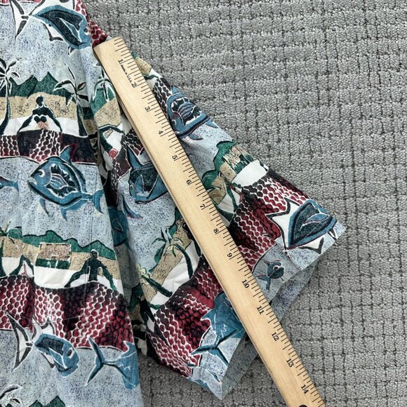 Vintage Avi Kahala Shirt Mens Size XL Multi Pullover Short Sleeve Fish Surfer - Picture 9 of 11